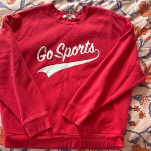 Favorite Daughter Red Crewneck with White "Go Sports" Graphic